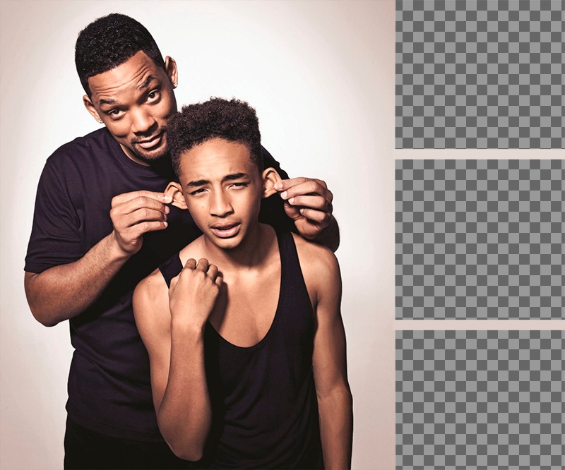 Fotomontaggio per tre foto con Will e Jaden Smith ..