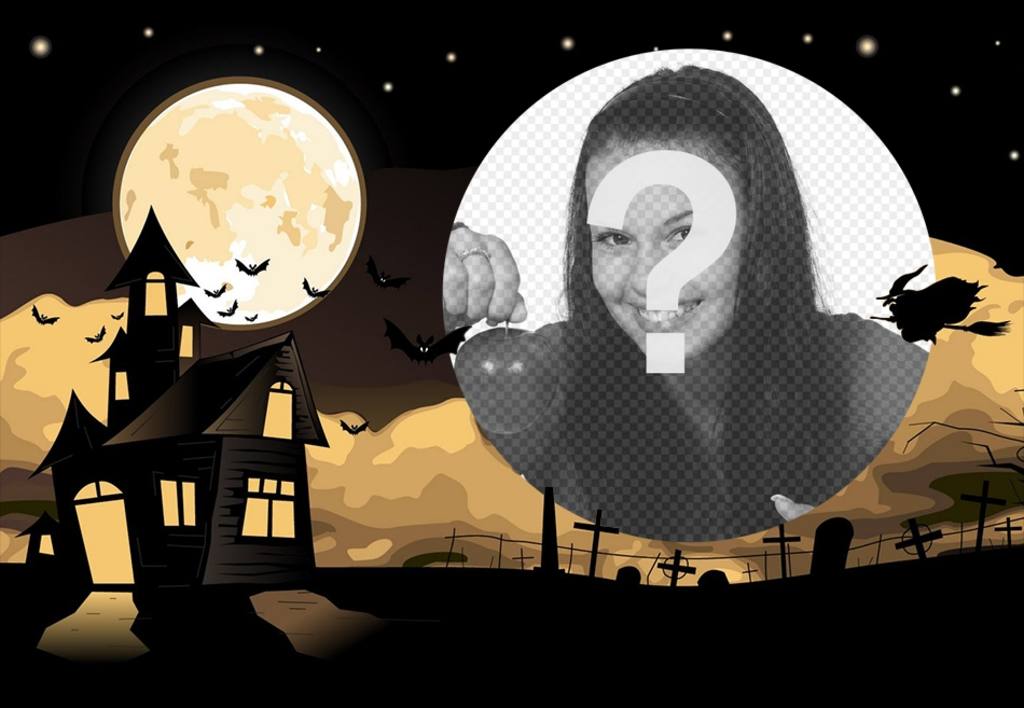 Halloween collage con una casa e un cimitero ..