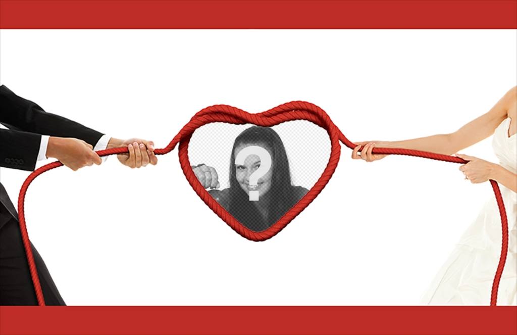 Lamore fotomontaggio di mettere una foto su una corda cuore ..