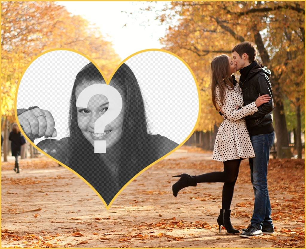 Lamore fotomontaggio di mettere la tua foto con una coppia che si bacia ..