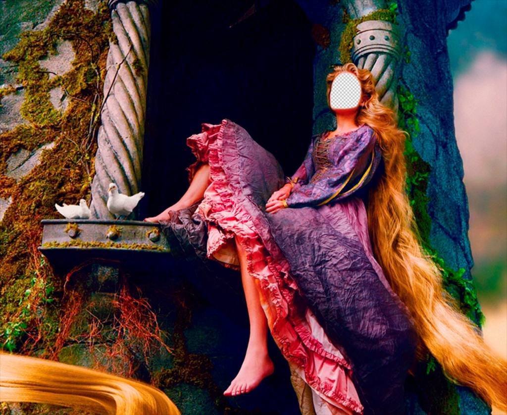 Con questo fotomontaggio vi sarà il racconto principessa Rapunzel nella sua torre. ..