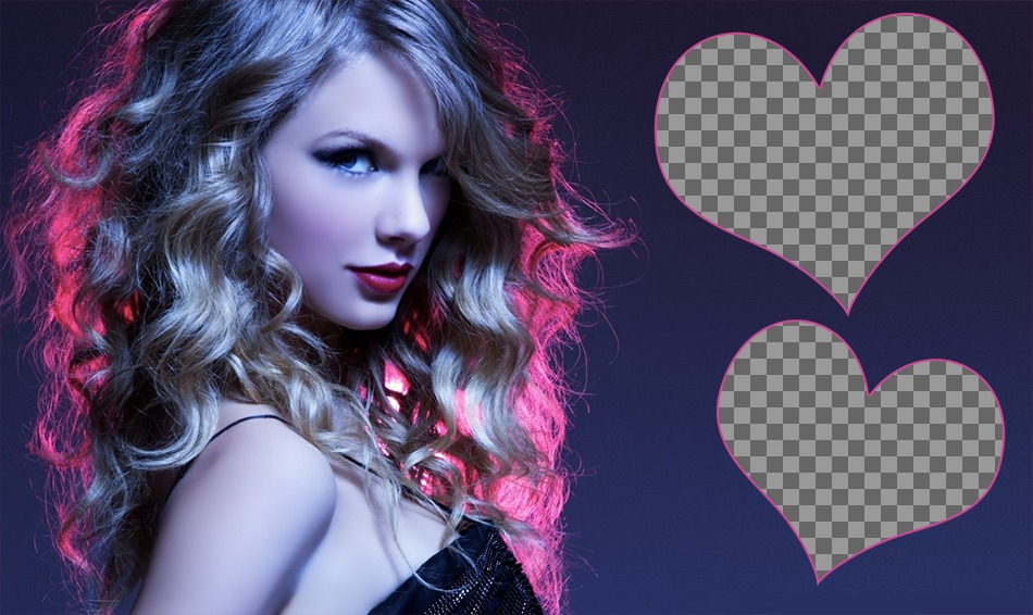 Collage per due foto con una foto di Taylor Swift ..