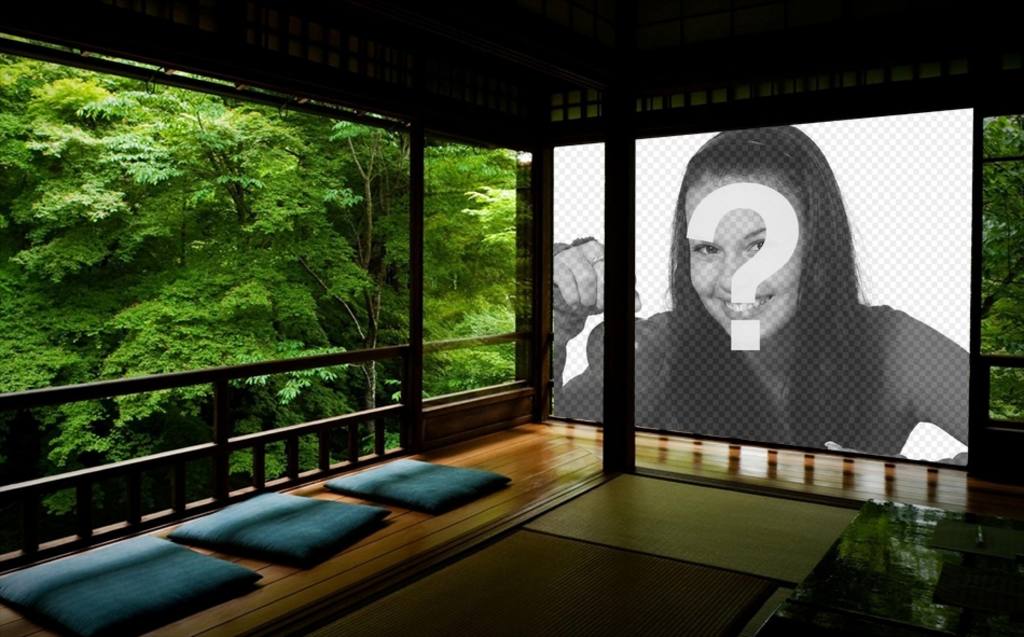 Fotomontaggio di un zen giapponese e il tuo proiettato su un quadro a parete. ..