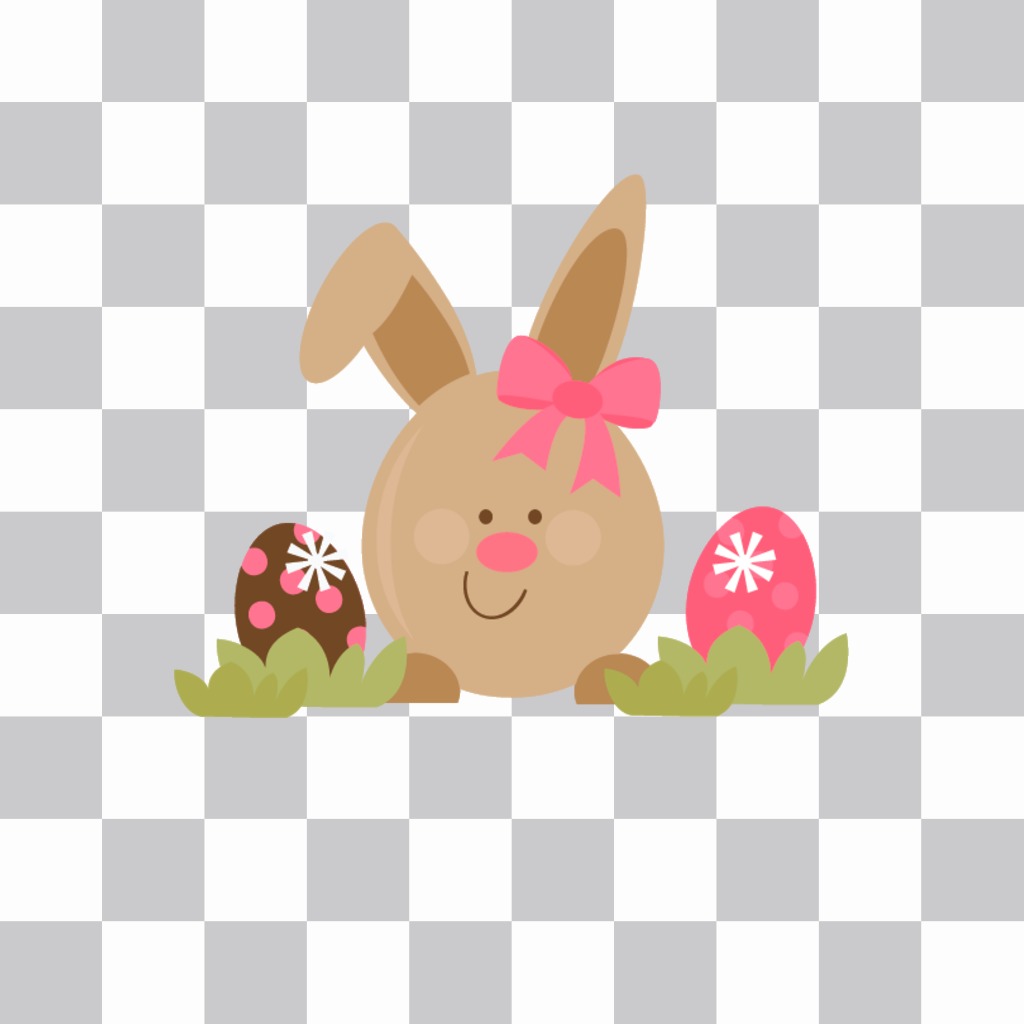 Sticker con un coniglietto con due uova di Pasqua ..