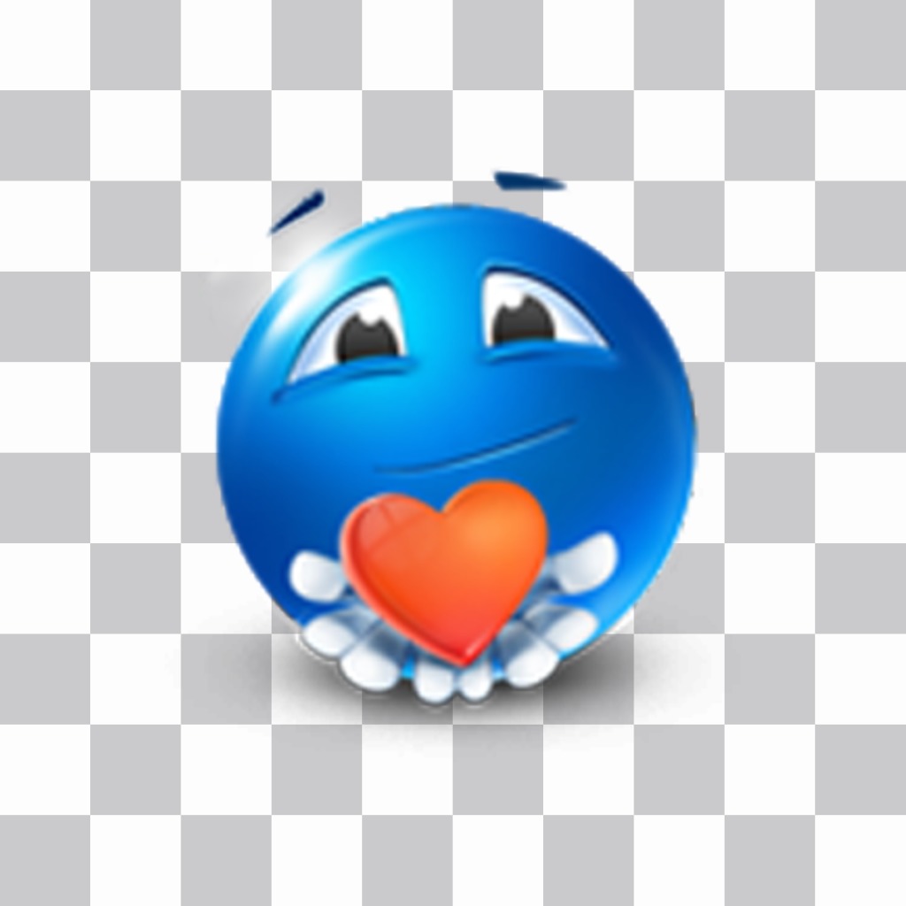 Emoticon blu con cuore rosso ..