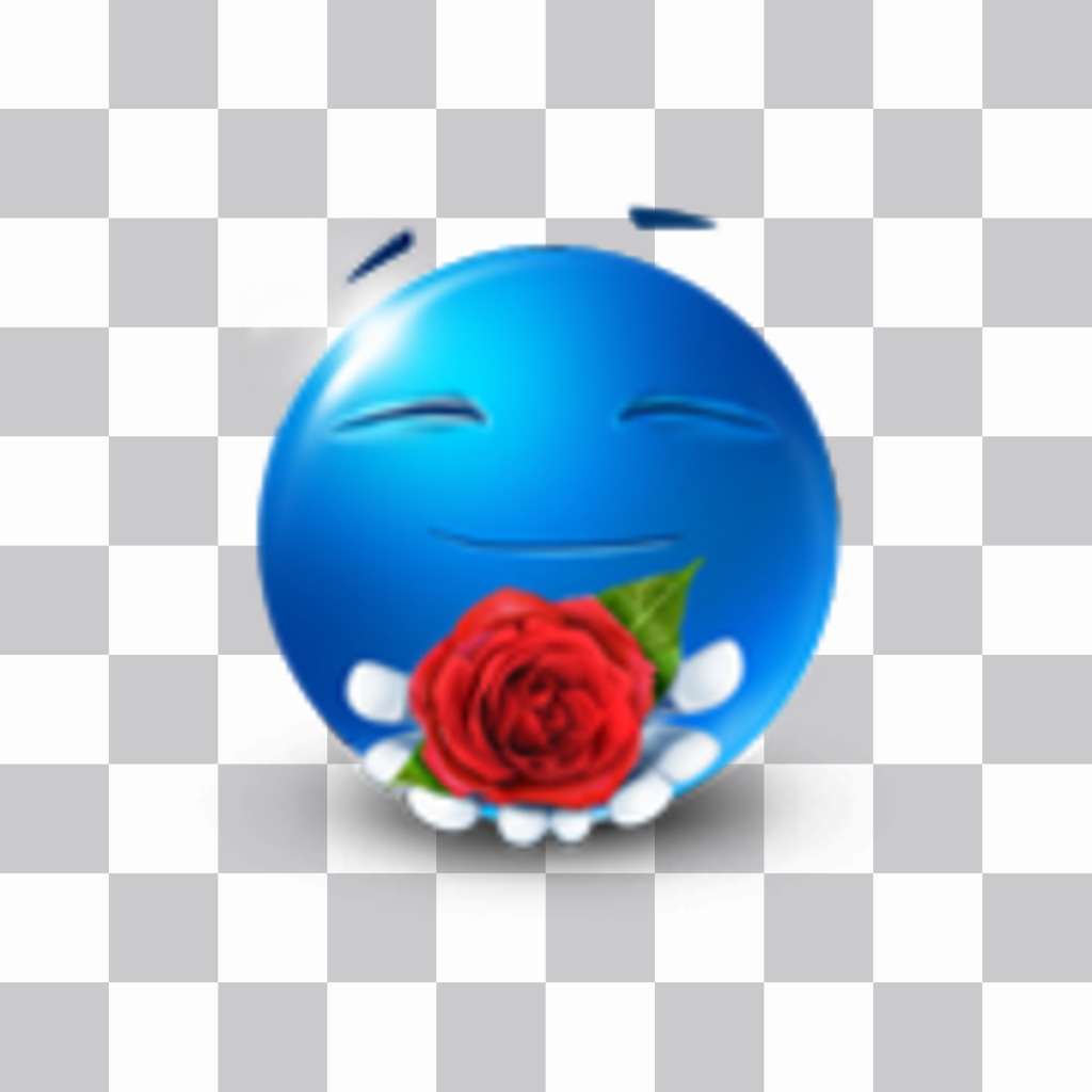 Emoticon Blu offrendo una rosa di mettere nelle foto. ..