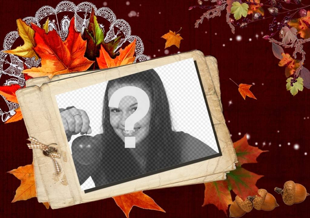 Scheda autunno Fotomontaggio con un effetto polaroid. ..