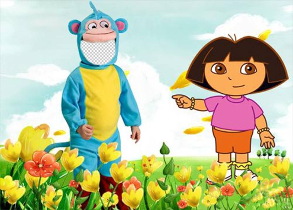 Fotomontaggio del costume scimmia dalla Dora the Explorer per modificare costume virtuale ..