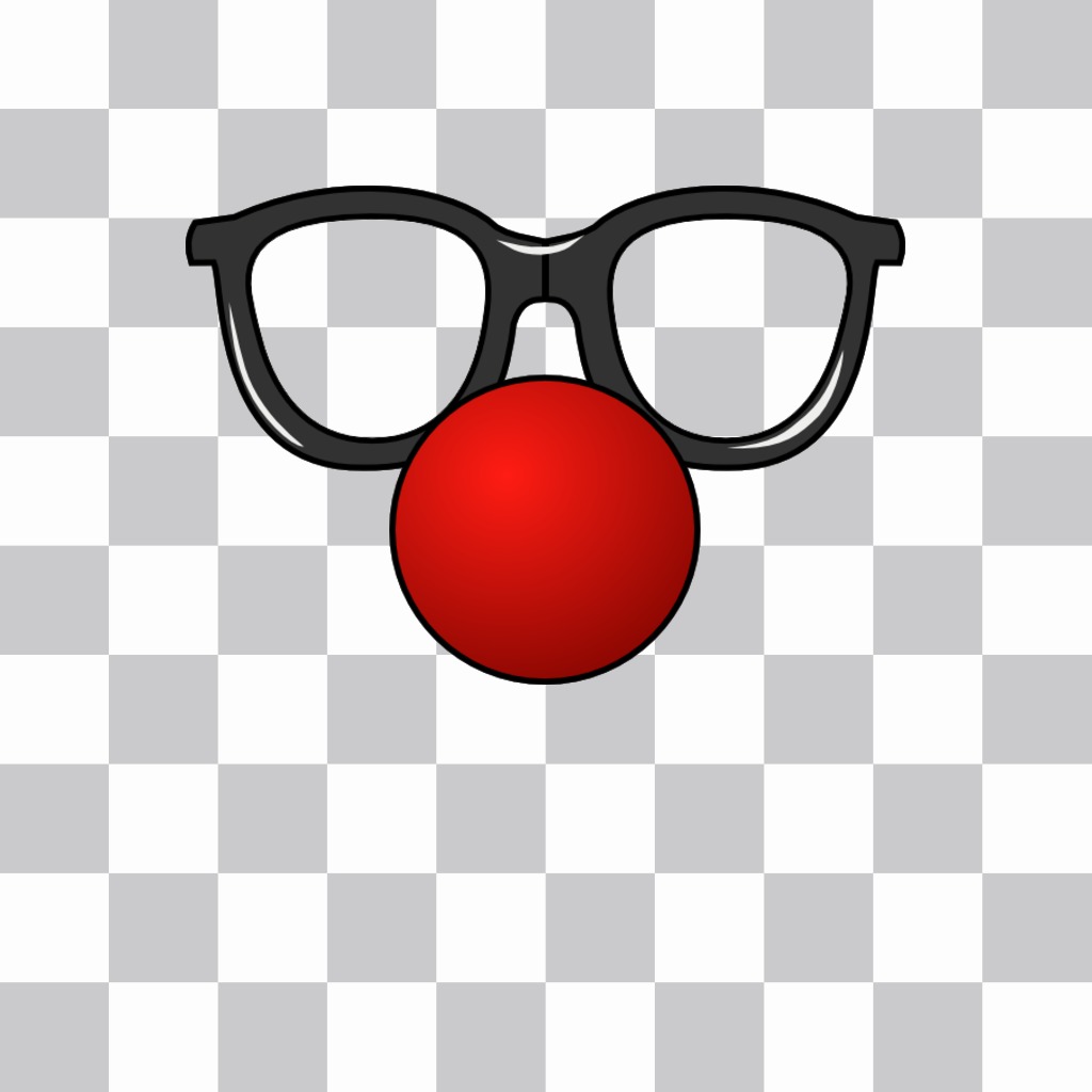 Fotomontaggi online di clown, occhiali e naso rosso. ..