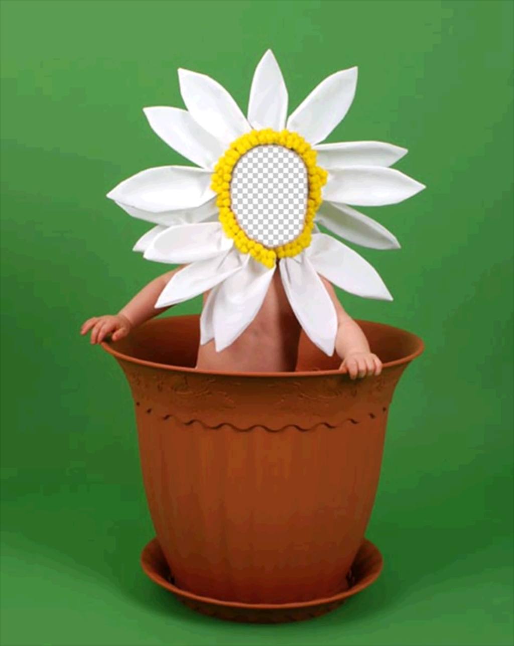 Fotomontaggio per i bambini per mascherare di un fiore in un vaso di ..