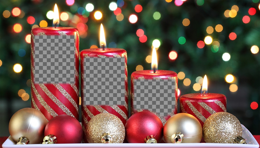 Natale effetto di candele per tre foto foto ..