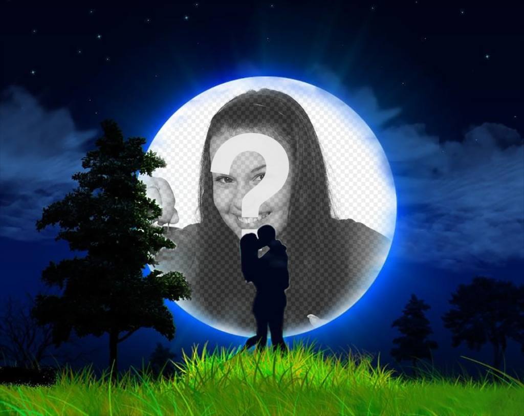 Lamore effetto di una coppia di foto e la luna ..