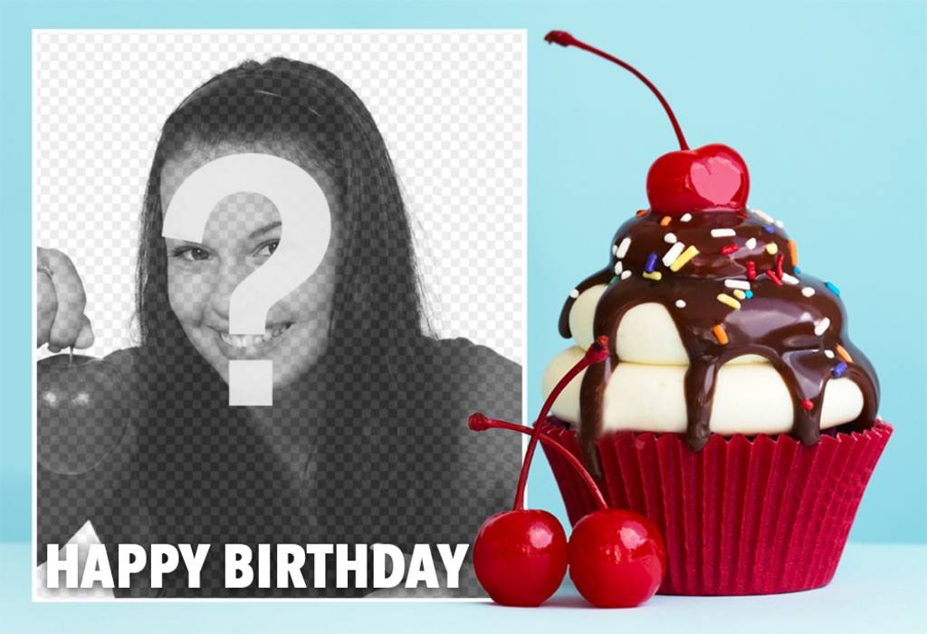 Effetto Foto con un cupcake per il compleanno ..
