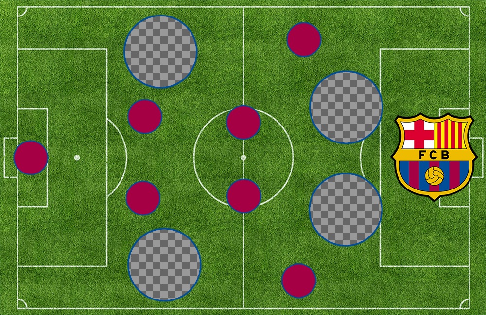 Allineamento del FC Barcelona sul campo per aggiungere 4 immagini ..