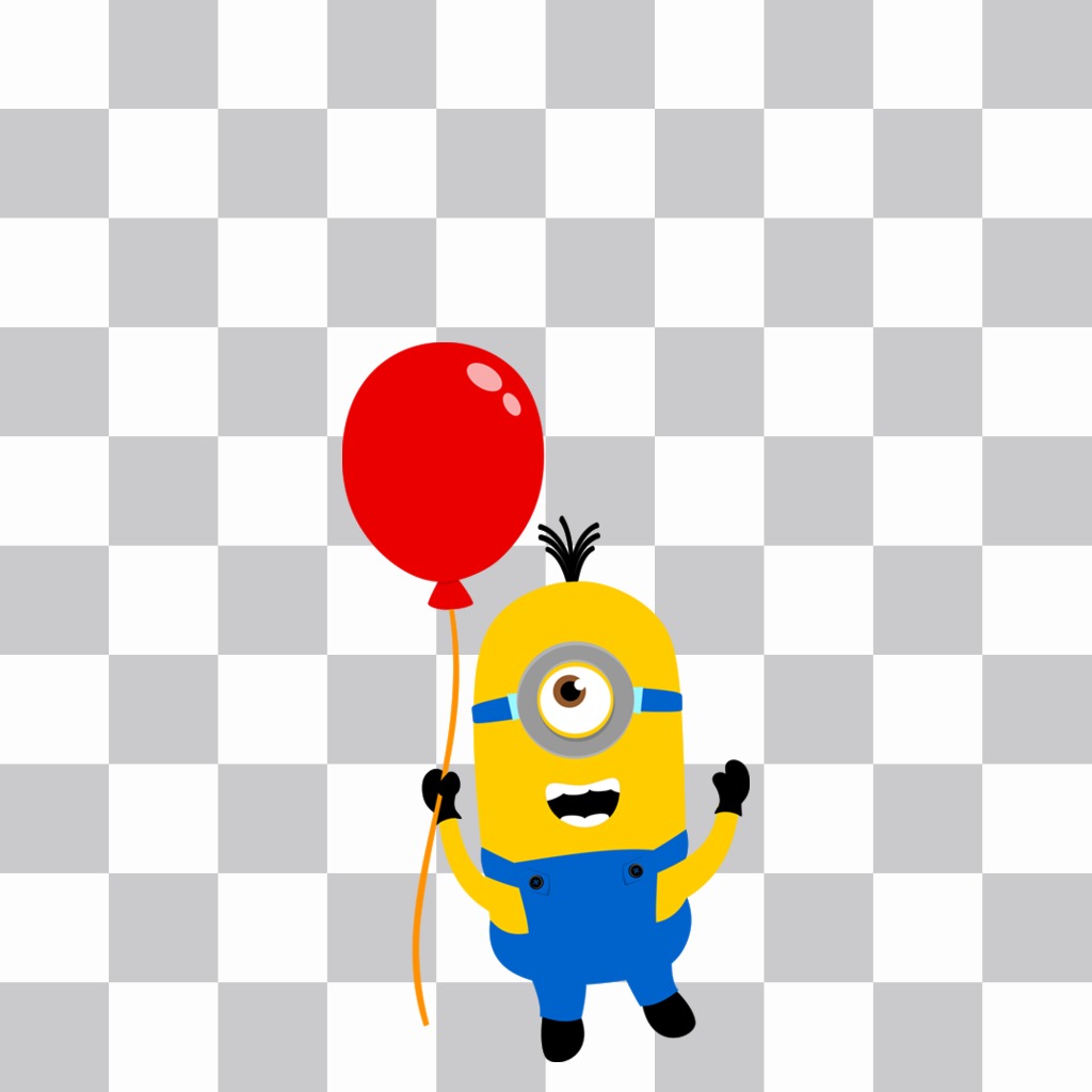 Un Minion con un palloncino rosso per mettere sulle foto ..