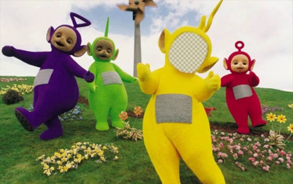 Fotomontaggio dei Teletubbies per modificare e mettere effetto Fun tuo volto ..