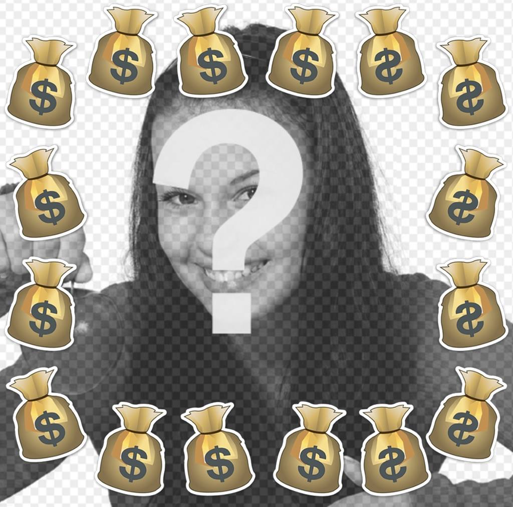 Foto effetto di aggiungere una cornice con sacchi di denaro per la tua foto ..