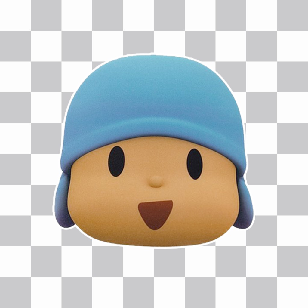 Sticker di Pocoyo faccia da aggiungere in qualsiasi punto le tue foto ..