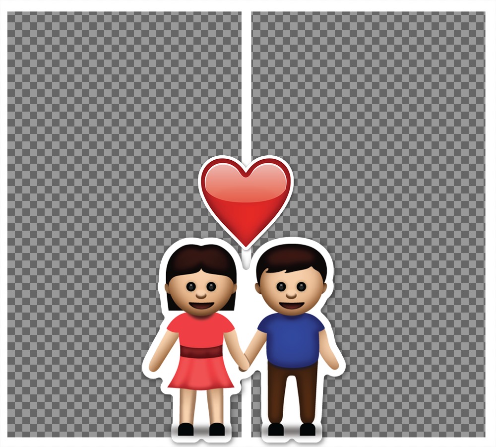 frame libero per due foto con emoji della coppia e un cuore ..