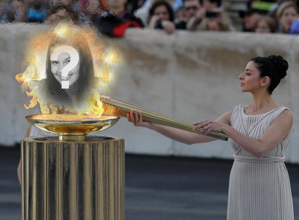 Carica la tua foto al fuoco delle Olimpiadi con questo effetto foto originale ..