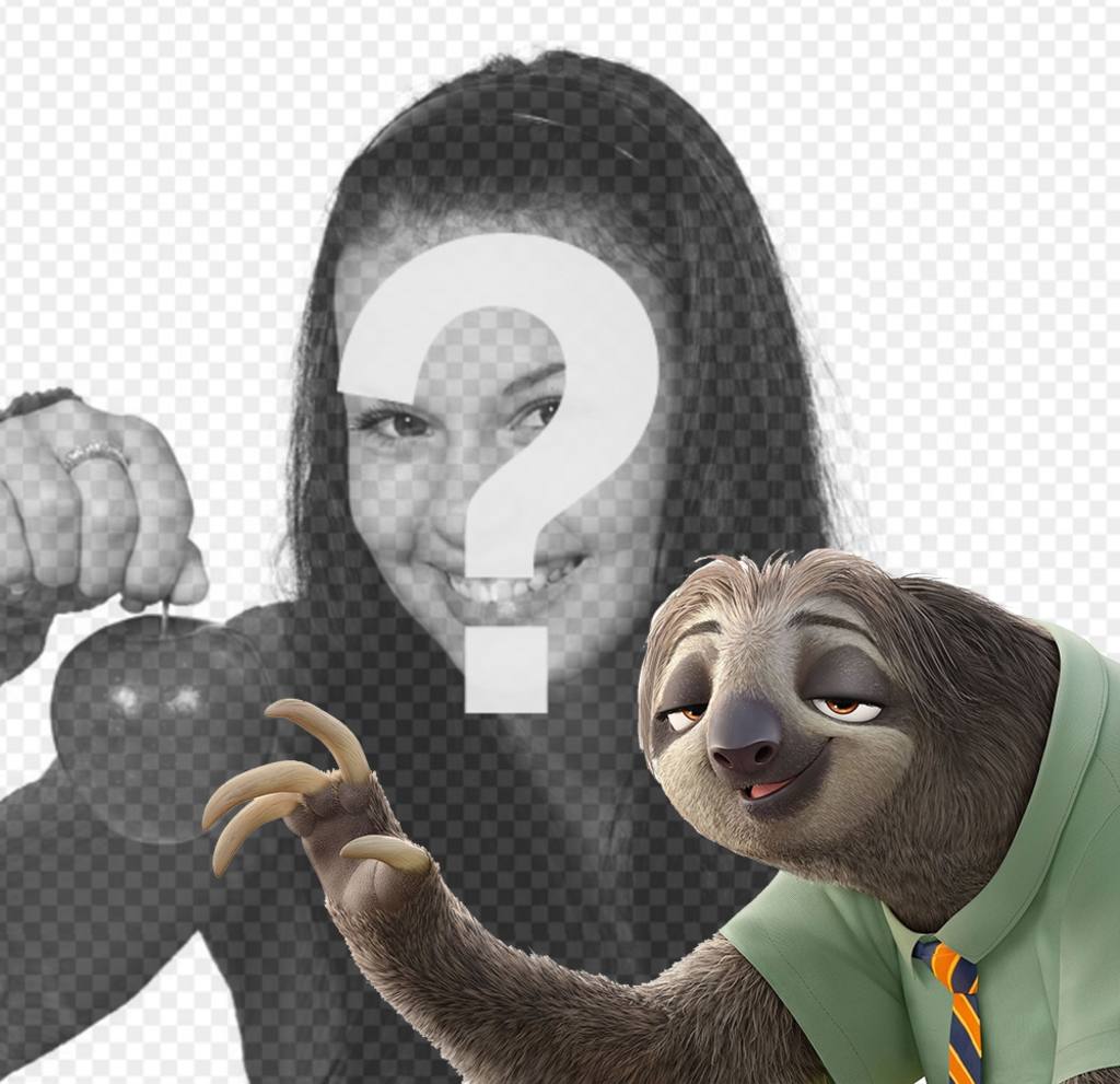 Effetto foto con il bradipo da Zootopia per caricare la tua foto ..
