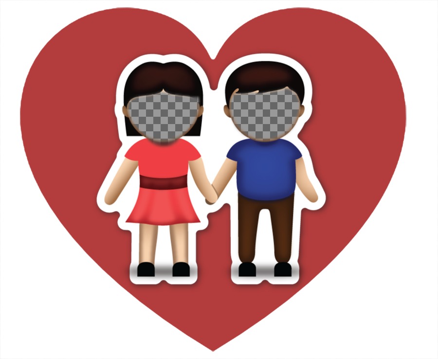 Foto effetto damore con il emoji della coppia dove è possibile caricare due immagini ..