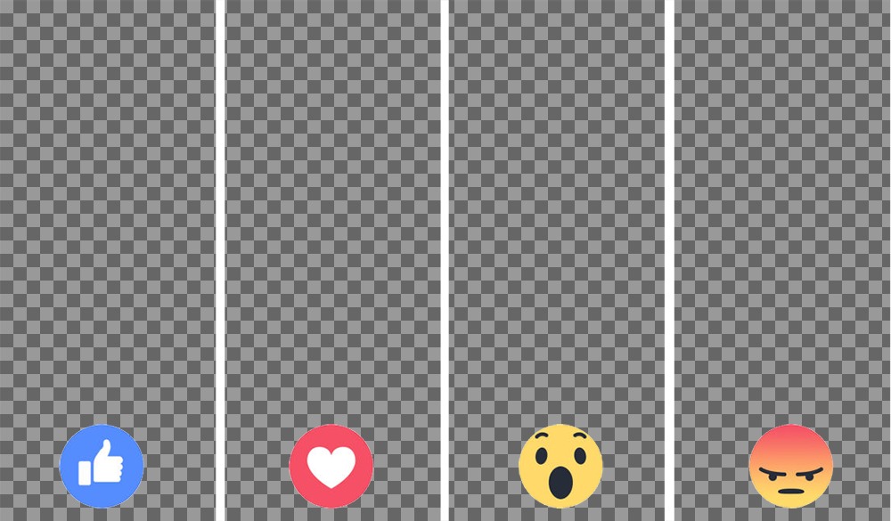 Collage con le reazioni di Facebook per diverse foto ..