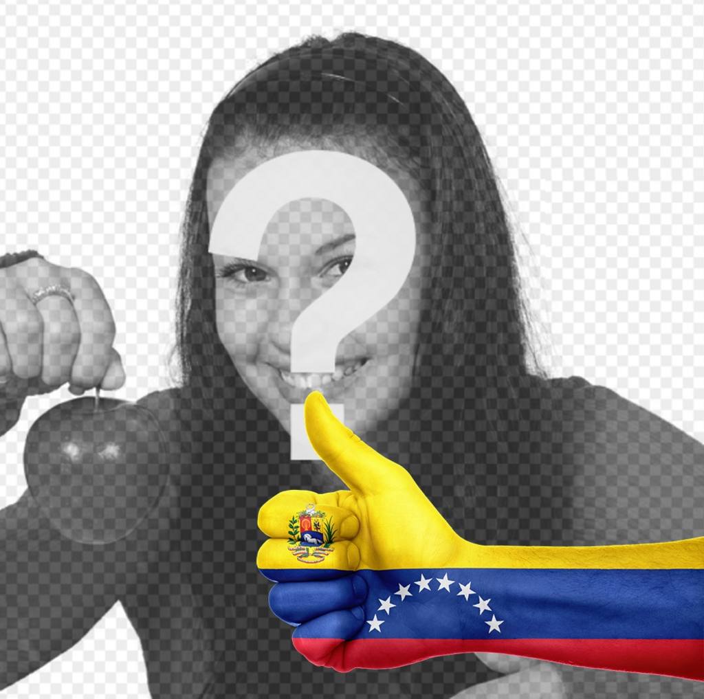 Mettere una mano con il pollice alto e la bandiera del Venezuela in foto ..