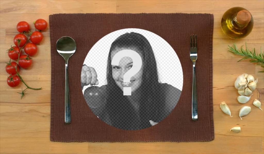 Metti la tua foto in un piatto di cibo servito a tavola con questo montaggio ..