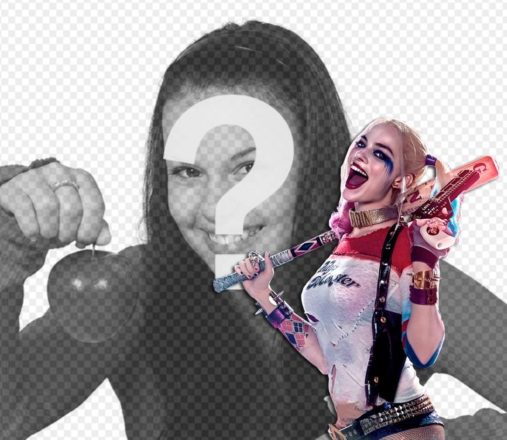 Fotomontaggio di mettere la tua foto accanto al cattivo Harley Quinn ..