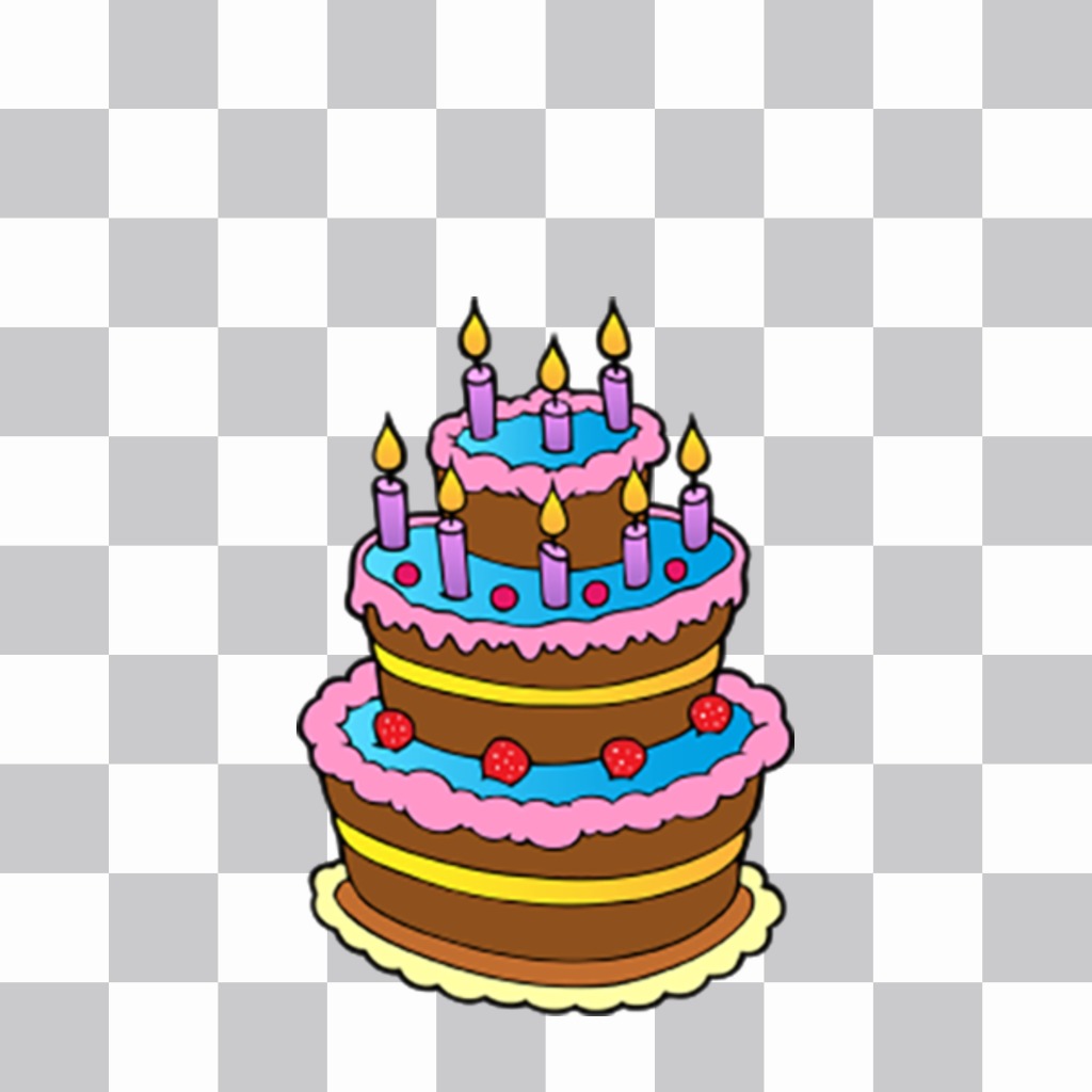 torta di compleanno variopinta con le candele per decorare e incollare sul vostro adesivo ..