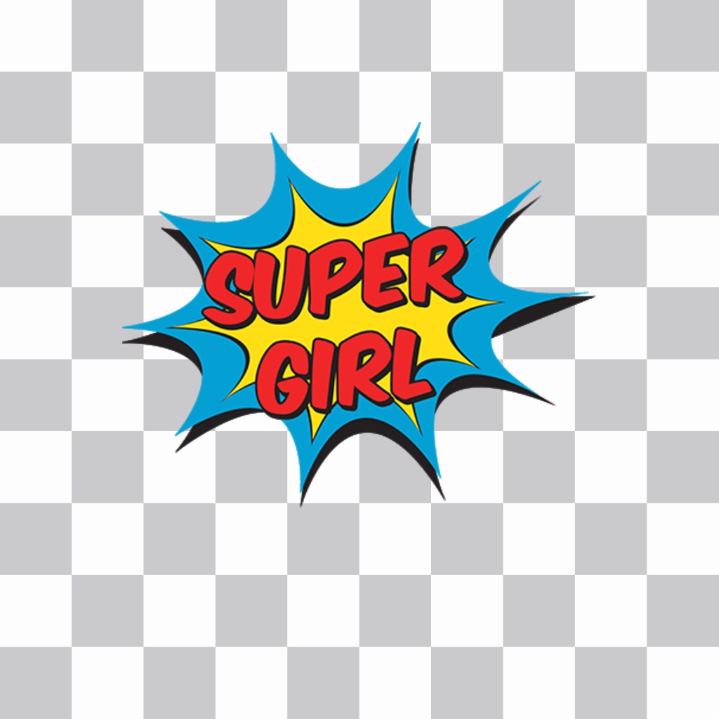 Adesivo in linea di esplosione cartone animato e la frase SUPER GIRL per le vostre foto ..