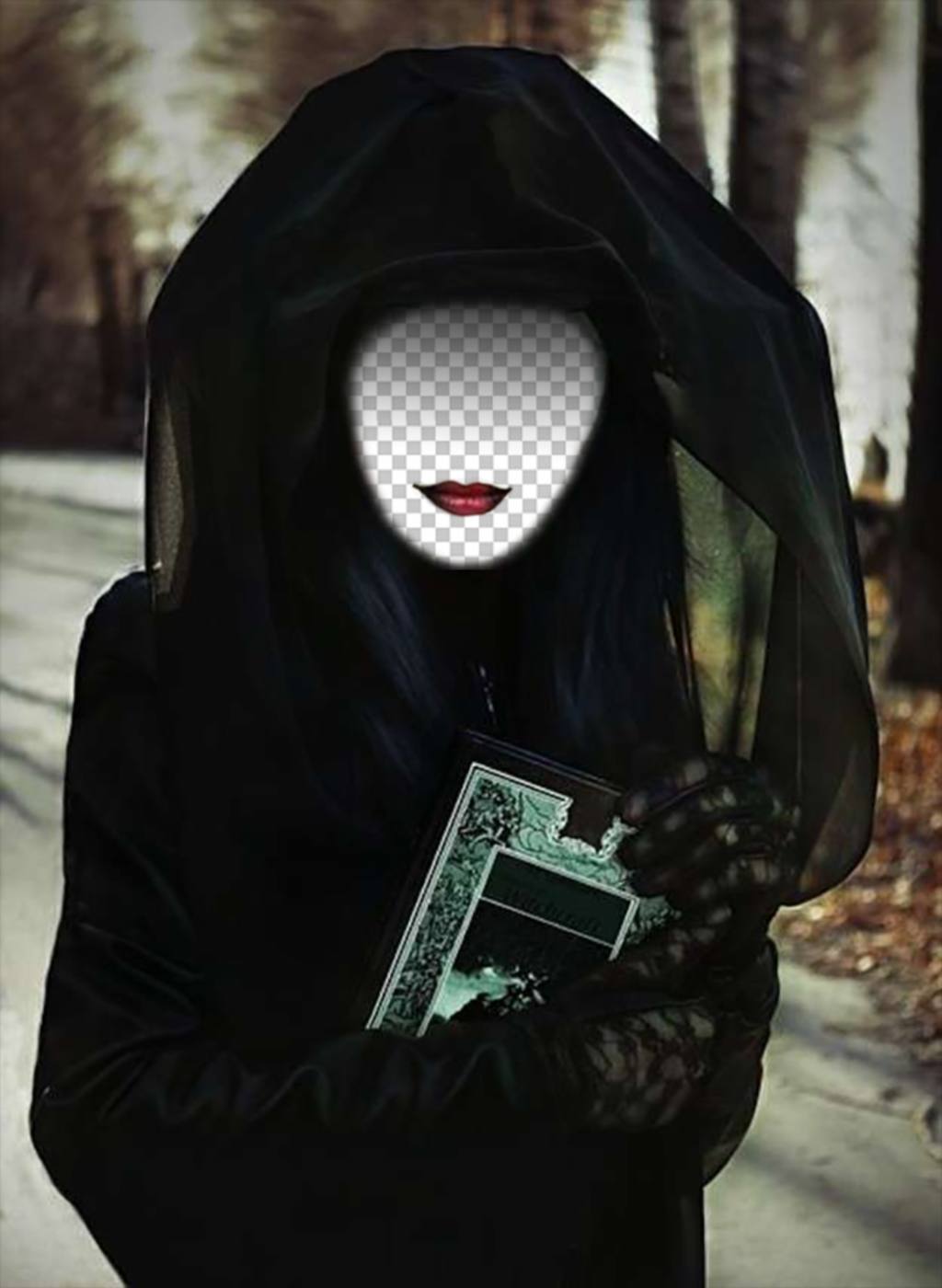 costume virtuale di una strega misteriosa di modificare con la tua foto ..