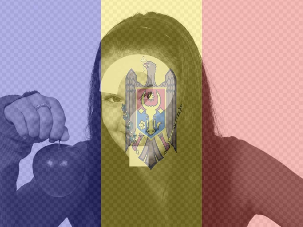 Fotomontaggio di una foto con la bandiera della Moldavia da fare..