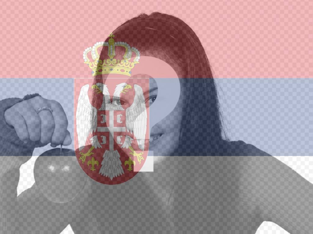 Foto collage di mettere la bandiera della Serbia con la foto..