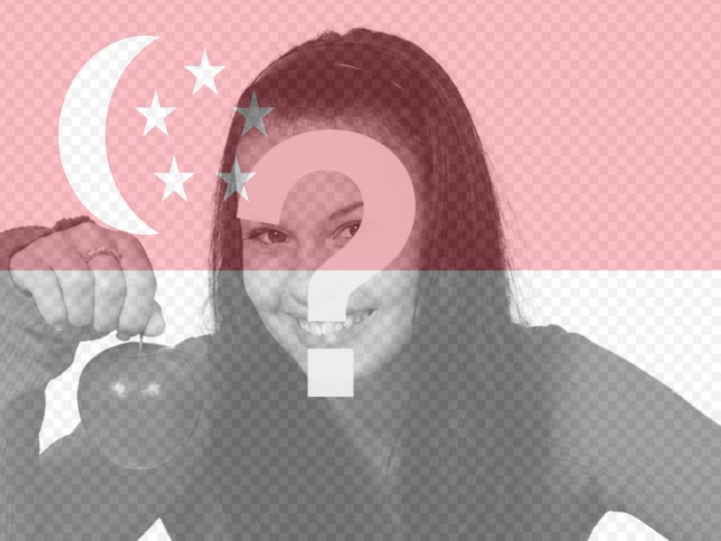 Montaggio di mettere Singapore Bandiera mescolato con una foto..