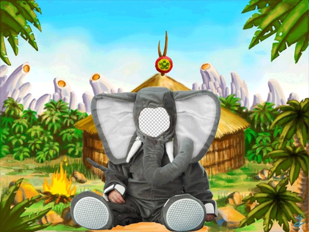 Montaggio di un costume elefante virtuale per bambini ..